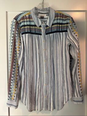 Pilcro Blue and White Striped Shirt